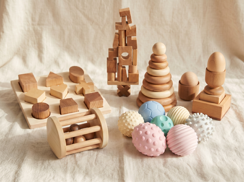 6 Wooden Toys Bundle for Babies & Toddlers