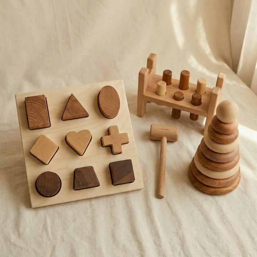 Wooden Toddler Toy Bundle for Cognitive Growth