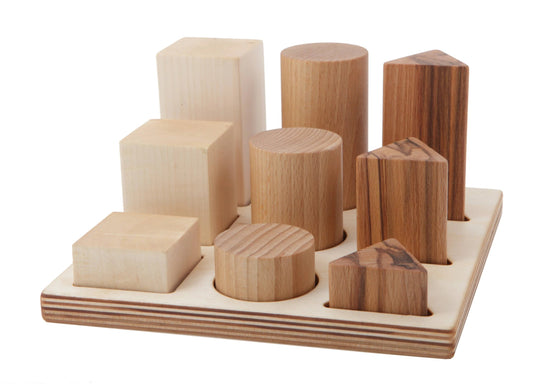 Wooden sorting and stacking toy for toddlers 12–24 months