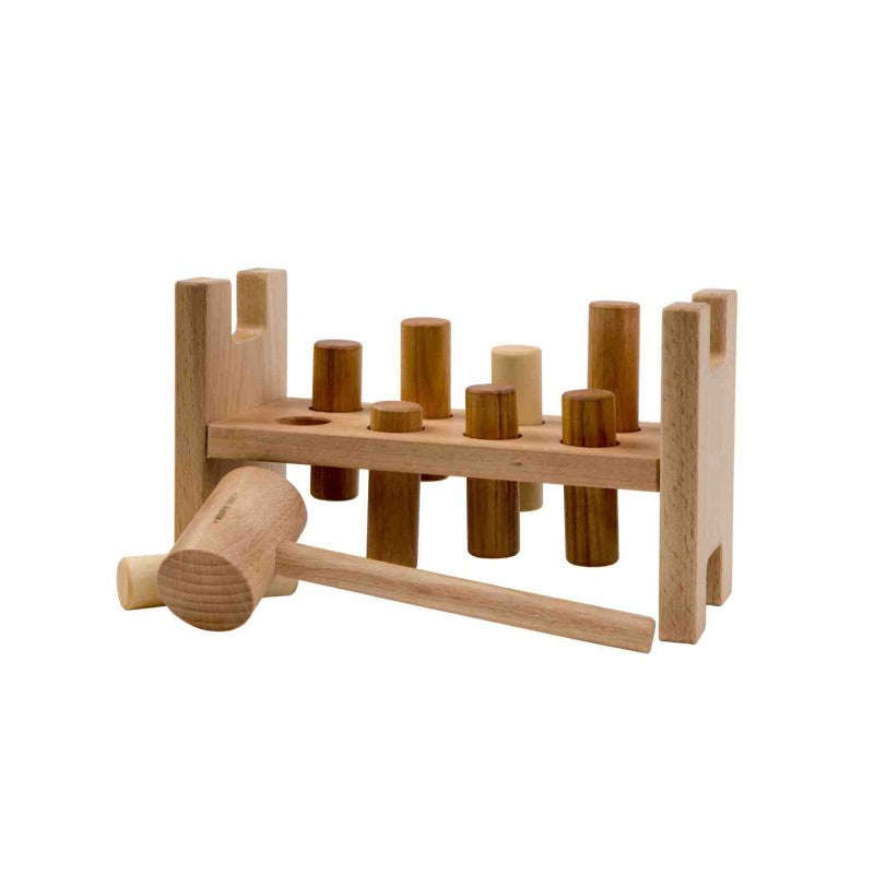 Wooden hammer pounding bench toy for toddlers 12–24 months