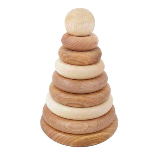 Wooden stacking ring pyramid toy for toddlers 12–24 months